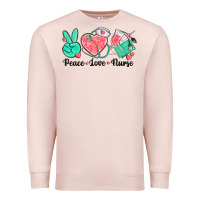 Pale Pink peace love nurse Premium Sweatshirt - texasbilliewilder