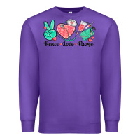 Purple peace love nurse Premium Sweatshirt - texasbilliewilder