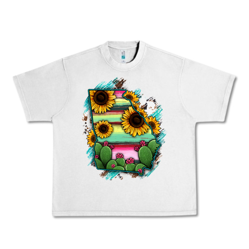 Georgia Map Sunflower Cactus Serape Urban Heavy Tee by RanaPortraitStore | Teevron
