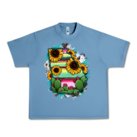 Pebble Blue Georgia Map Sunflower Cactus Serape Urban Heavy Tee - RanaPortraitStore
