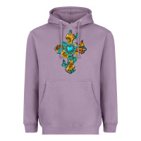 Lavender western cross with gemstone and sunflowers Heavyweight Hoodie - texasbilliewilder