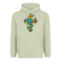 Matcha western cross with gemstone and sunflowers Heavyweight Hoodie - texasbilliewilder