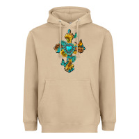 Mushroom western cross with gemstone and sunflowers Heavyweight Hoodie - texasbilliewilder