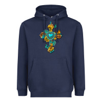 Navy western cross with gemstone and sunflowers Heavyweight Hoodie - texasbilliewilder