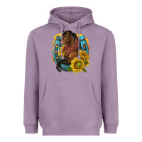 Lavender western horse with horseshoe Heavyweight Hoodie - texasbilliewilder