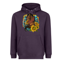 Plum western horse with horseshoe Heavyweight Hoodie - texasbilliewilder