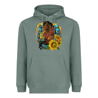Sage western horse with horseshoe Heavyweight Hoodie - texasbilliewilder
