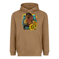 Toasted Coconut western horse with horseshoe Heavyweight Hoodie - texasbilliewilder