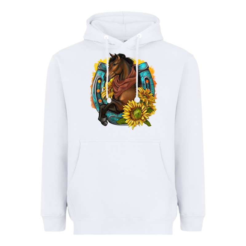 Western Horse With Horseshoe Heavyweight Hoodie by texasbilliewilder | Teevron