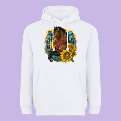 Heavyweight Hoodie western horse with horseshoe