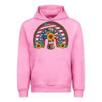 Fuchsia Pink cross american flag cowhide  leopard gemstone rainbow Urban Hoodie - Artiststas