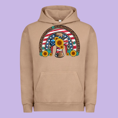 Cross American Flag Cowhide  Leopard Gemstone Rainbow Urban Hoodie Designed By Artiststas