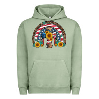 Pigment Oil Green cross american flag cowhide  leopard gemstone rainbow Urban Hoodie - Artiststas