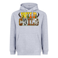 Heather Grey Western wild child Heavyweight Hoodie - texasbilliewilder