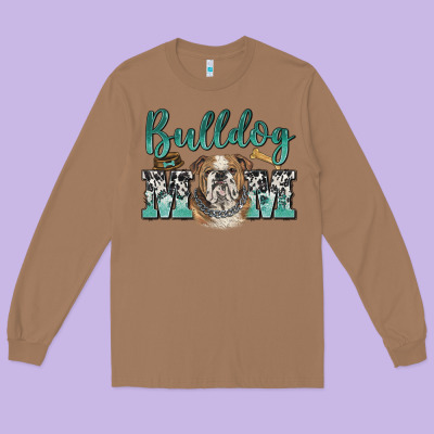 Bulldog Mom Long Sleeve Tee Designed By Barkaloodesign
