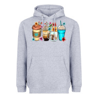 Heather Grey flowers with coffee Heavyweight Hoodie - Zillion Design Studio