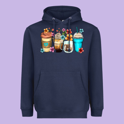 Heavyweight Hoodie flowers with coffee