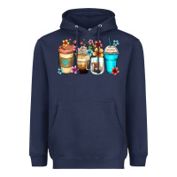 Navy flowers with coffee Heavyweight Hoodie - Zillion Design Studio