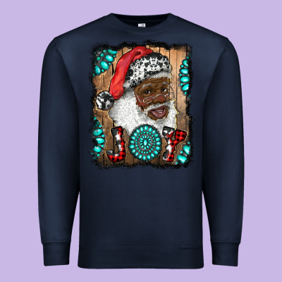 African American Santa Joy Premium Sweatshirt Designed By Ranaportraitstore