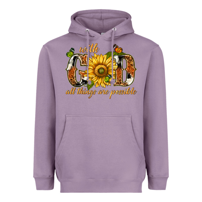 With God All Things Are Possible With Sunflower Heavyweight Hoodie by texasbilliewilder | Teevron