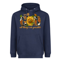 Navy With god all things are possible with sunflower Heavyweight Hoodie - texasbilliewilder
