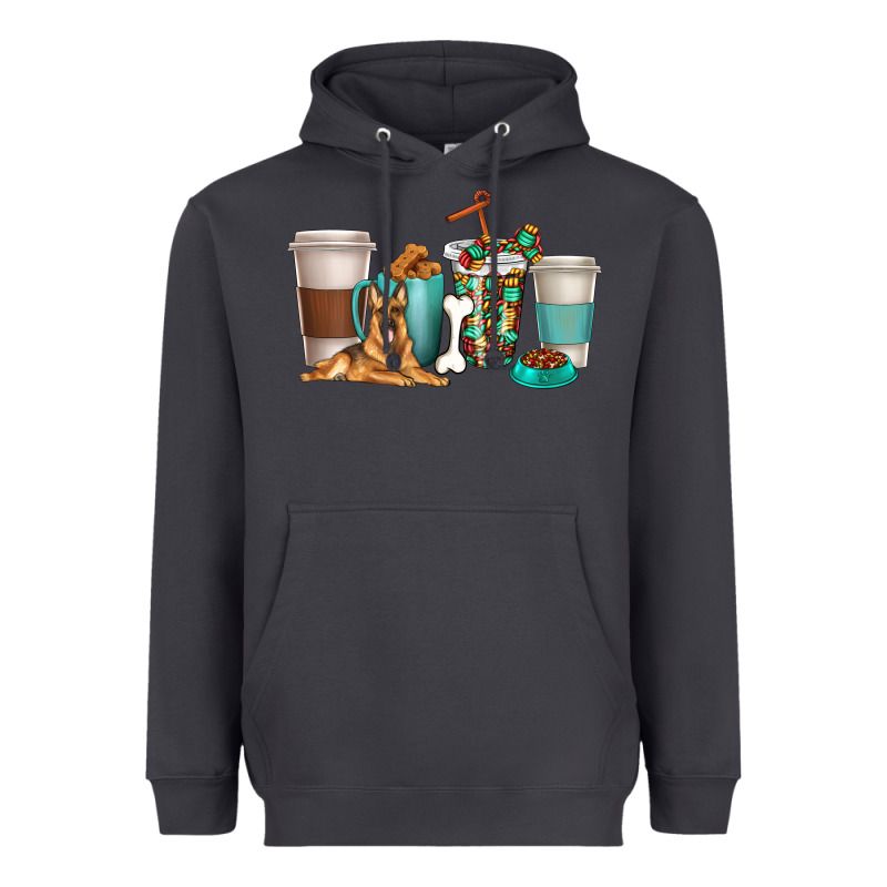 German Shepherd Dog Coffee Cups Heavyweight Hoodie by texasbilliewilder | Teevron
