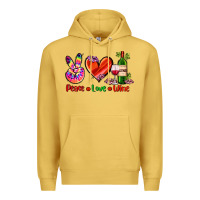 Antique Gold peace love wine Premium Hoodie - AdoDesignShop