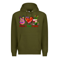 Army Green peace love wine Premium Hoodie - AdoDesignShop