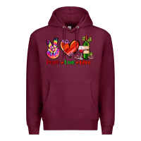 Burgundy peace love wine Premium Hoodie - AdoDesignShop