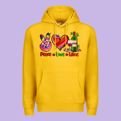 Peace Love Wine Premium Hoodie Designed By Adodesignshop