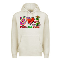 Oatmeal Heather peace love wine Premium Hoodie - AdoDesignShop