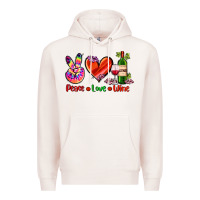 Pale Pink peace love wine Premium Hoodie - AdoDesignShop