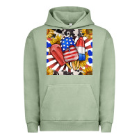 Pigment Oil Green patriotic popsicles and sunflowers Urban Hoodie - BundleAndBundleShop
