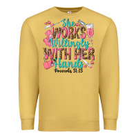 Antique Gold she works willingly with her hands Premium Sweatshirt - texasbilliewilder