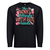 Black she works willingly with her hands Premium Sweatshirt - texasbilliewilder