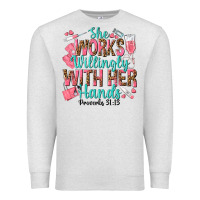Oatmeal Heather she works willingly with her hands Premium Sweatshirt - texasbilliewilder