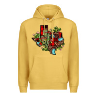 Antique Gold cactus christmas texas map Premium Hoodie - JahusDesignShop