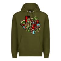 Army Green cactus christmas texas map Premium Hoodie - JahusDesignShop