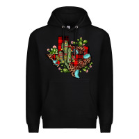 Black cactus christmas texas map Premium Hoodie - JahusDesignShop