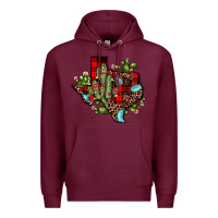 Burgundy cactus christmas texas map Premium Hoodie - JahusDesignShop