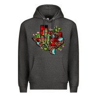 Charcoal Heather cactus christmas texas map Premium Hoodie - JahusDesignShop