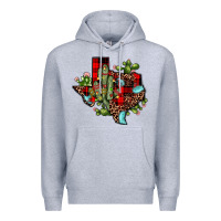 Heather Grey cactus christmas texas map Premium Hoodie - JahusDesignShop