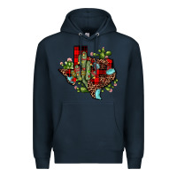 Navy cactus christmas texas map Premium Hoodie - JahusDesignShop