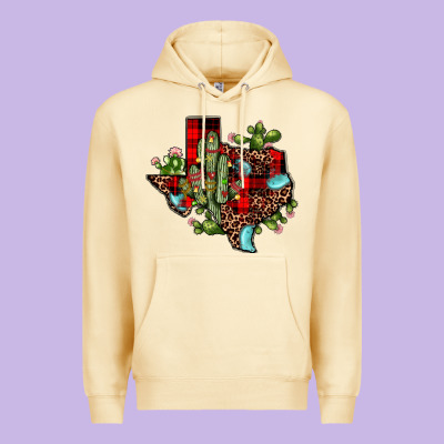 Cactus Christmas Texas Map Premium Hoodie Designed By Jahusdesignshop