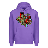 Purple cactus christmas texas map Premium Hoodie - JahusDesignShop