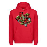 Red cactus christmas texas map Premium Hoodie - JahusDesignShop