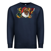 Navy african american santa joy with sunflowers Premium Sweatshirt - RanaPortraitStore