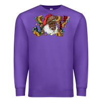 Purple african american santa joy with sunflowers Premium Sweatshirt - RanaPortraitStore