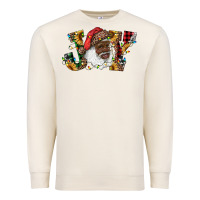 African American Santa Joy With Sunflowers Premium Sweatshirt | Teevron