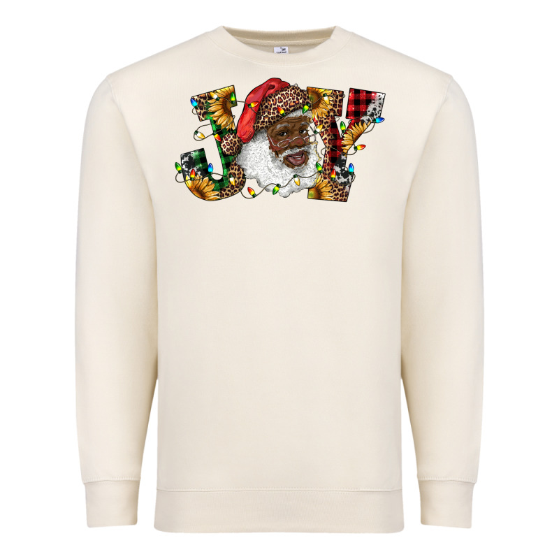 African American Santa Joy With Sunflowers Premium Sweatshirt by RanaPortraitStore | Teevron